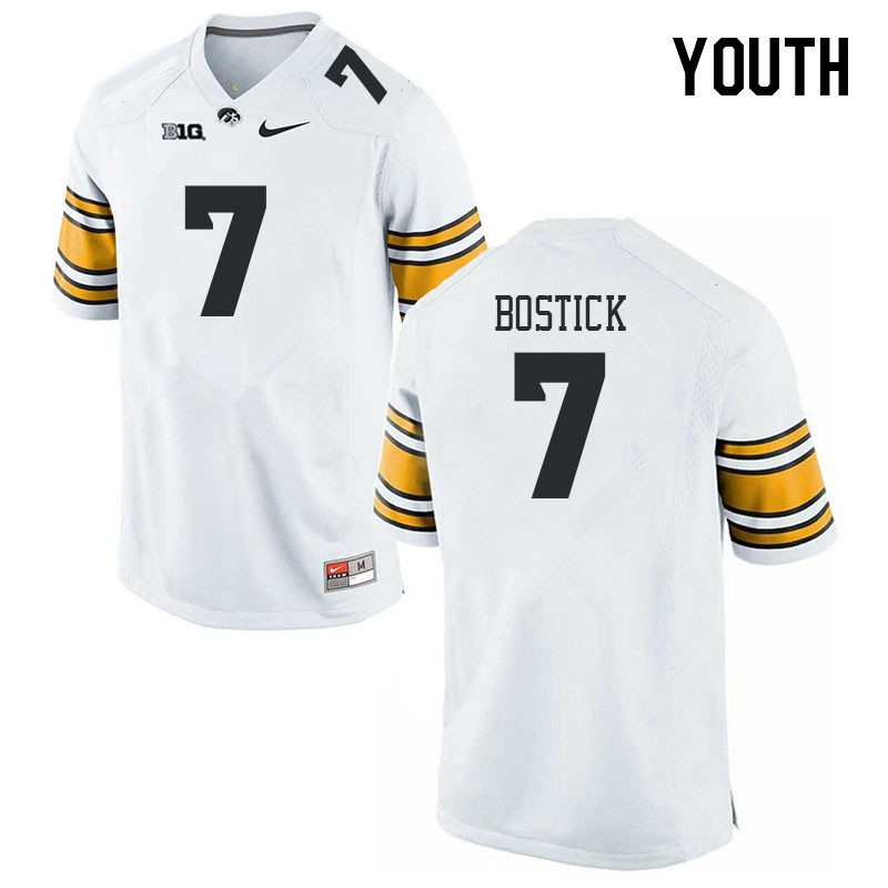 Youth #7 Jacob Bostick Iowa Hawkeyes College Football Jerseys Stitched-White - Click Image to Close